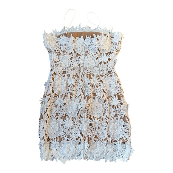 Commense‎ Floral Lace Appliqué Bodycon Mini Dress White M NWT Spaghetti Strap - Picture 5 of 11